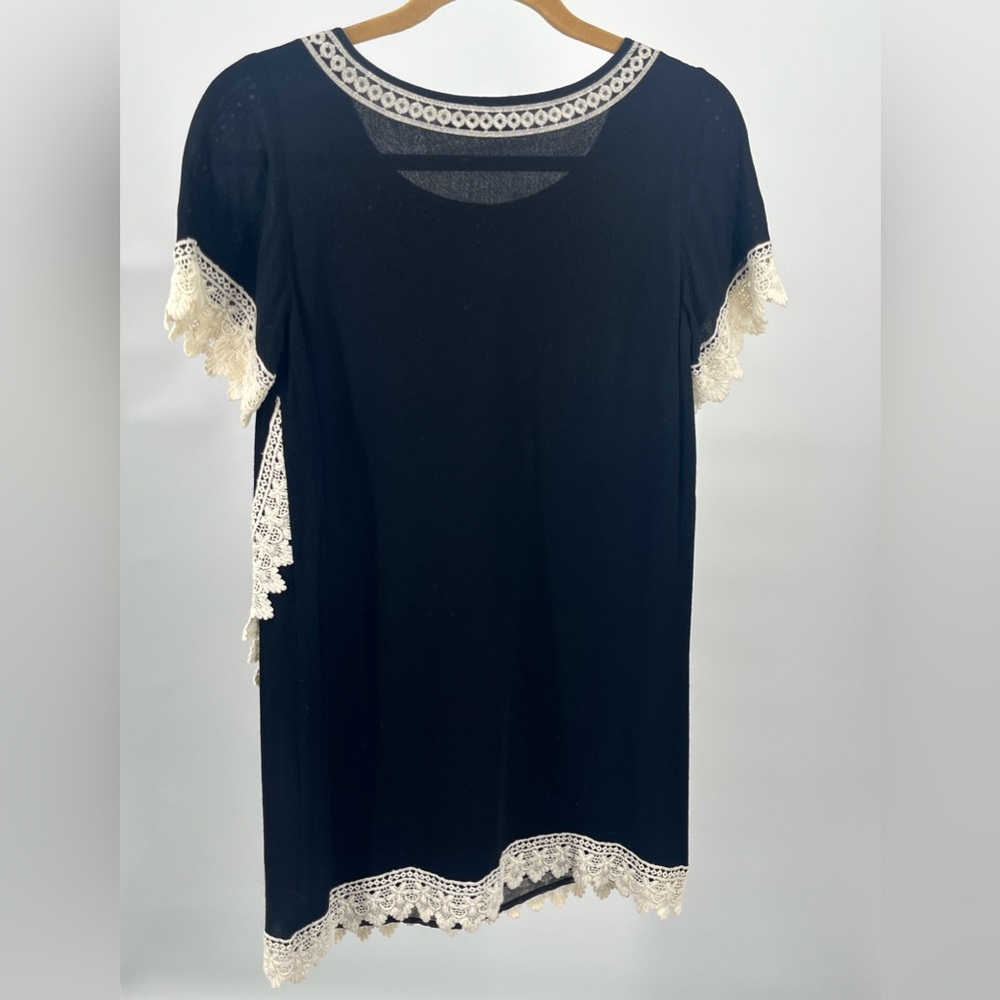 THML Black Mini Dress with Cream Lace Trim - Picture 4 of 4